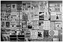 Posters on display, Hatch Show print. Nashville, Tennessee, USA (black and white)