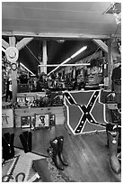 Boots and confederate flag in store. Nashville, Tennessee, USA (black and white)