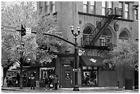 Brick building at street corner. Nashville, Tennessee, USA ( black and white)