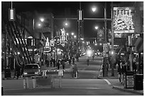 Beale Street at night. Memphis, Tennessee, USA ( black and white)