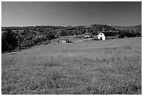 Meadow and barn. Virginia, USA (black and white)