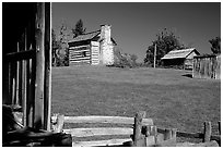 Cabins, Booker T. Washington National Monument. Virginia, USA ( black and white)