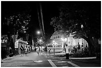 Street at night, Cruz Bay. Saint John, US Virgin Islands ( black and white)
