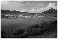St Thomas harbor, Charlotte Amalie. Saint Thomas, US Virgin Islands ( black and white)
