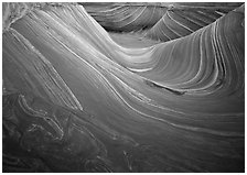 Ondulating stripes, the Wave. Coyote Buttes, Vermilion cliffs National Monument, Arizona, USA (black and white)