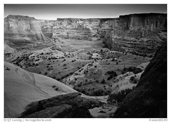 Canyon at dusk. USA (black and white)