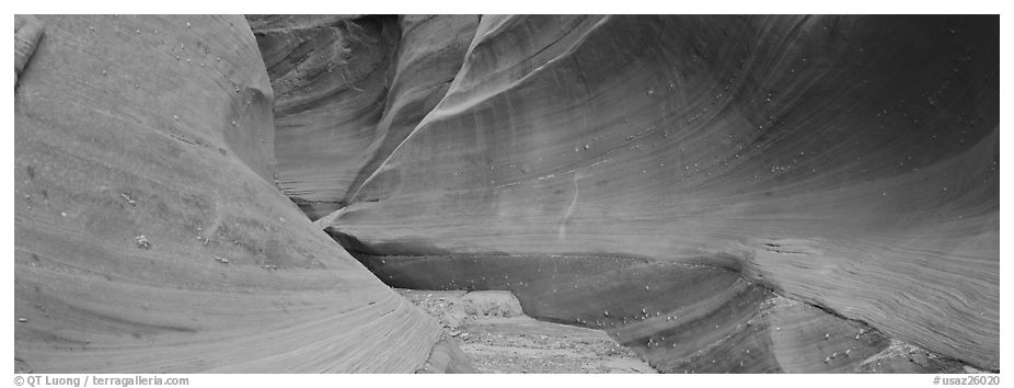 Slot canyon walls. Arizona, USA (black and white)