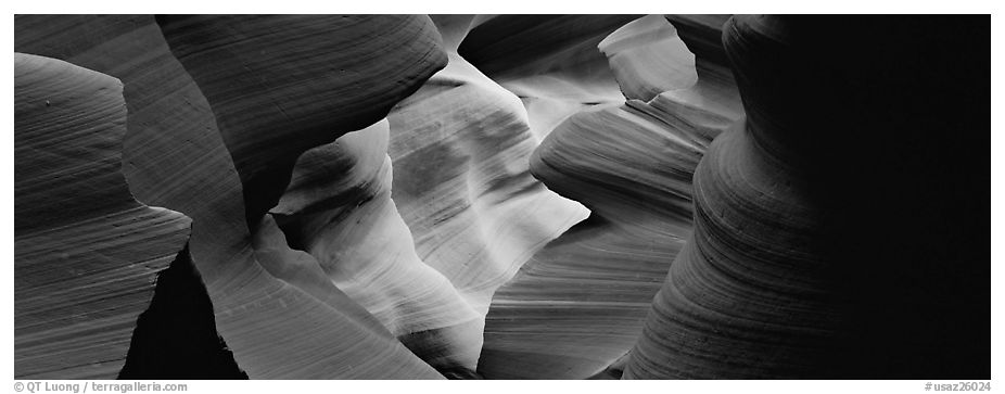 Slot canyon sculptured walls, Antelope Canyon. Arizona, USA (black and white)