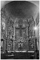 Altar, San Xavier del Bac Mission. Tucson, Arizona, USA (black and white)
