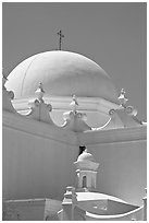 Whitewashed dome, San Xavier del Bac Mission. Tucson, Arizona, USA (black and white)