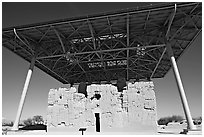 Prehistoric Big House, Casa Grande Ruins National Monument. Arizona, USA ( black and white)