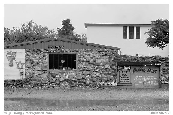 Quirky house, Dos Cabezas. Arizona, USA (black and white)