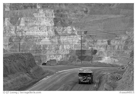Truck and copper mine terraces, Morenci. Arizona, USA