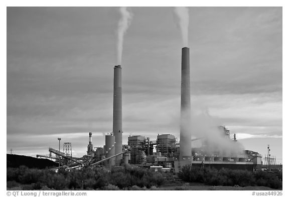 Coal fired power plant, Joseph City. Arizona, USA (black and white)