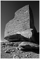 Masonary wall, Wukoki pueblo, Wupatki National Monument. Arizona, USA ( black and white)