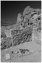 Wall detail, Wupatki Pueblo, Wupatki National Monument. Arizona, USA ( black and white)