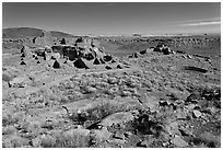Sinagua culture site, Wupatki National Monument. Arizona, USA (black and white)