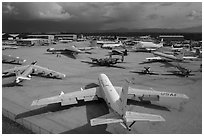 Aerial view of Pima Air and space museum. Tucson, Arizona, USA ( black and white)