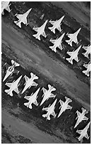 Aerial view of fighter jets. Tucson, Arizona, USA ( black and white)