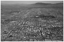 Aerial view of downtown Tucson and street grid. Tucson, Arizona, USA ( black and white)