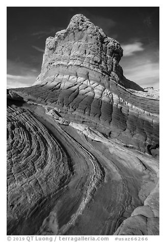 Multicolored rock formation, White Pocket. Vermilion Cliffs National Monument, Arizona, USA (black and white)