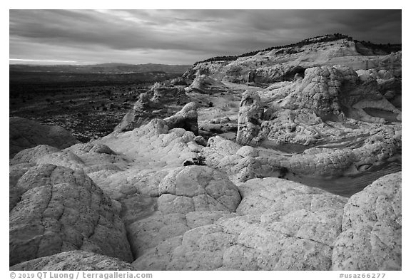 White pocket with stormy skies. Vermilion Cliffs National Monument, Arizona, USA (black and white)