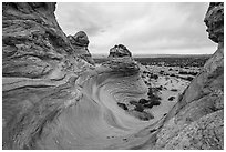 Twirling rock formations, Coyote Buttes South. Vermilion Cliffs National Monument, Arizona, USA ( black and white)