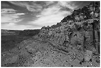 Aerial close view of Vermillion Cliffs. Vermilion Cliffs National Monument, Arizona, USA ( black and white)