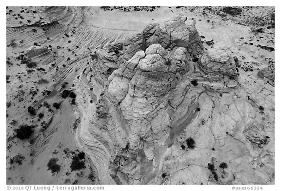 Aerial view of Teepee. Vermilion Cliffs National Monument, Arizona, USA (black and white)