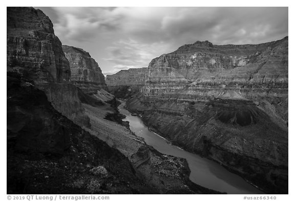 Colorado River from Whitemore Canyon Overlook. Grand Canyon-Parashant National Monument, Arizona, USA (black and white)