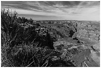 Sanup Plateau and Burnt Canyon from Grand Canyon Rim. Grand Canyon-Parashant National Monument, Arizona, USA ( black and white)