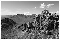 Aerial view of Wolcott Peak, and Ragged Top with distant Silver Bell Mountains. Ironwood Forest National Monument, Arizona, USA ( black and white)
