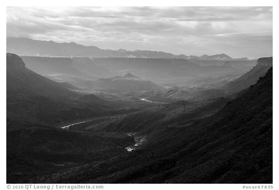 Agua Fria Canyon and Agua Fria River. Agua Fria National Monument, Arizona, USA (black and white)