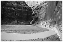 Bend of the Paria River in Paria Canyon. Vermilion Cliffs National Monument, Arizona, USA ( black and white)