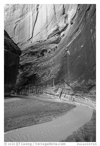 Paria river bend in Paria Canyon. Vermilion Cliffs National Monument, Arizona, USA (black and white)