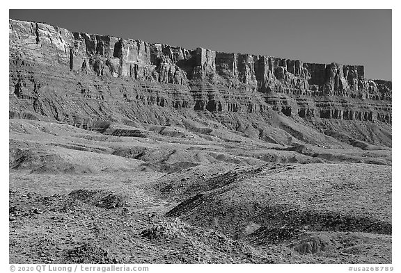 The Vermilion Cliffs. Vermilion Cliffs National Monument, Arizona, USA (black and white)