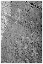 Maze petroglyph. Vermilion Cliffs National Monument, Arizona, USA ( black and white)