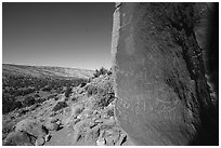 Maze petroglyphs on boulder. Vermilion Cliffs National Monument, Arizona, USA ( black and white)