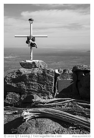 Lorene Leonberger memorial. Ironwood Forest National Monument, Arizona, USA (black and white)