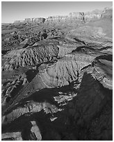 Aerial view of Vermillion Cliffs, early morning. Vermilion Cliffs National Monument, Arizona, USA ( black and white)