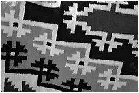Detail of blanket with Navajo design. Hubbell Trading Post National Historical Site, Arizona, USA ( black and white)