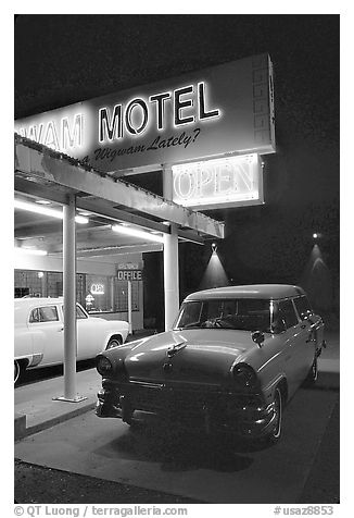Old American cars, Holbrook. Arizona, USA (black and white)
