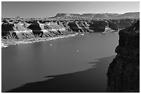 Lake Powell near Hute, Glen Canyon National Recreation Area, Utah. USA (black and white)