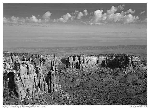 Mesas, Monument Canyon view. Colorado, USA (black and white)