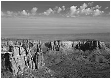 Mesas, Monument Canyon view. Colorado National Monument, Colorado, USA ( black and white)