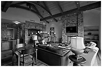 Residence lobby, Peaks resort, Mountain Village. Telluride, Colorado, USA ( black and white)