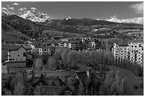 Mountain village, morning. Telluride, Colorado, USA ( black and white)