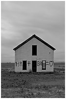Abandoned house at dusk, Mosca. Colorado, USA (black and white)