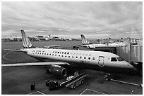 Regional planes, Denver International Airport. Colorado, USA ( black and white)