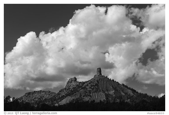 Clouds over Cimarron Range. Chimney Rock National Monument, Colorado, USA (black and white)